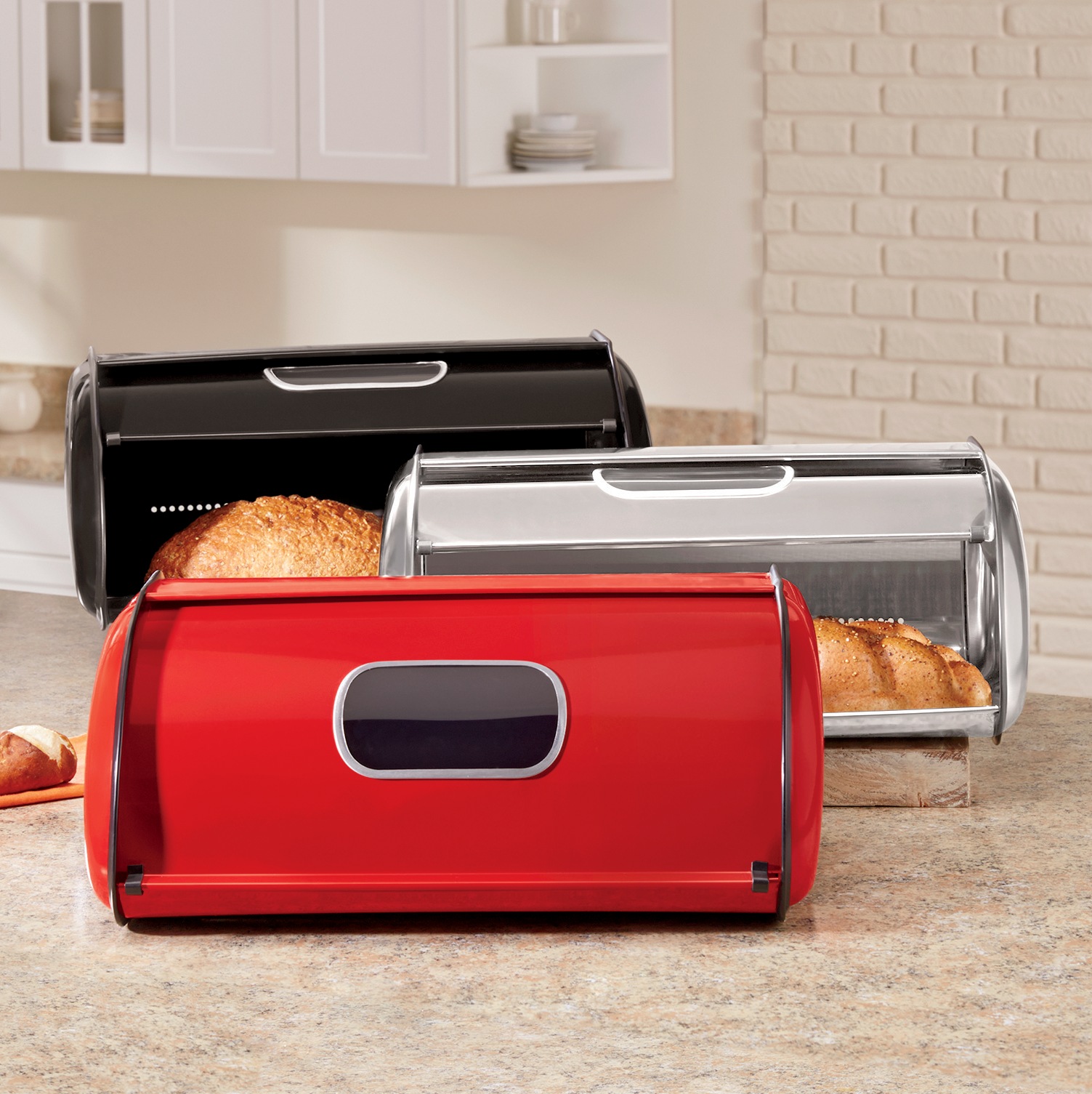 Ventilated Countertop Metal Breadbox with Window, , large