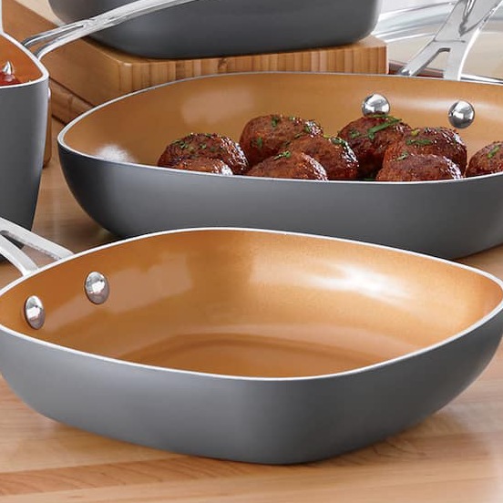 Gotham Steel Square Ceramic-Finish Cookware Set, , large