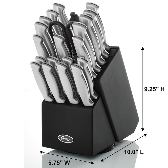 Oster 22-Piece Baldwyn Knife Block Set with Stainless Steel Cutlery, , large