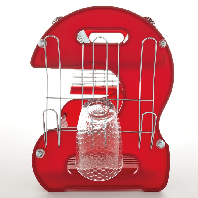 Space-Saving 2-Tier Dish Drying Rack with Utensil Holder, Delicious Red, large