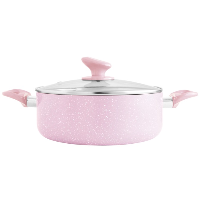 Chef Tested 11-Piece Granite Ceramic Nonstick Cookware Set, Pink, large