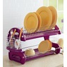 Space-Saving 2-Tier Dish Drying Rack with Utensil Holder, Purple Punch, large