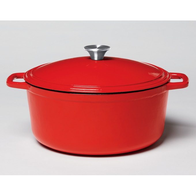 7-Quart Enameled Cast Iron Casserole with Lid, Delicious Red, large