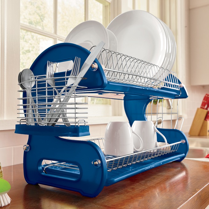 Large 2 tier dish rack deals