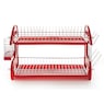 Space-Saving 2-Tier Dish Drying Rack with Utensil Holder, Delicious Red, large