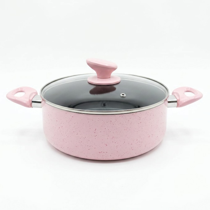 Chef Tested 11-Piece Granite Ceramic Nonstick Cookware Set, Pink, large