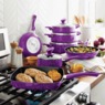Chef Tested 11-Piece Granite Ceramic Nonstick Cookware Set, Purple, large