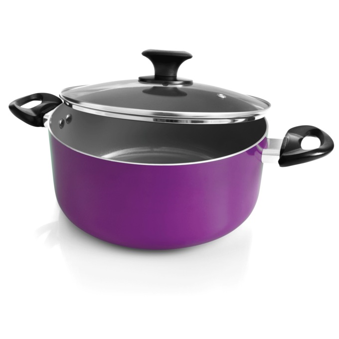 Ginny's 22-Piece Ceramic Cookware Set, Purple Punch, large