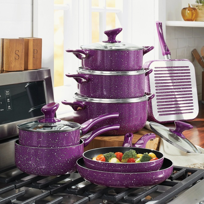 13-Piece Granite Aluminum Cookware Set, , large