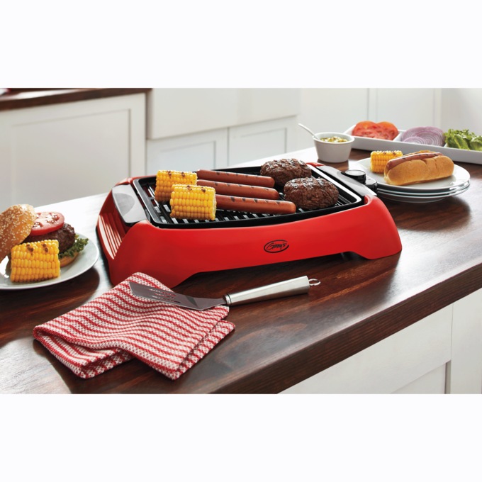 Ginny's Smokeless Electric Indoor Grill with Nonstick Finish, Delicious Red, large