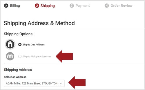 Click “Ship to Multiple Addresses” and select where each gift goes under each cart item.(No worries—you can add gift messaging later.)